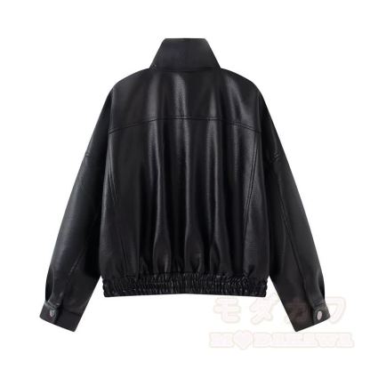 Vintage-Jacke aus Kunstleder mit Stehkragen und Reißverschluss, kurz geschnitten - image 13