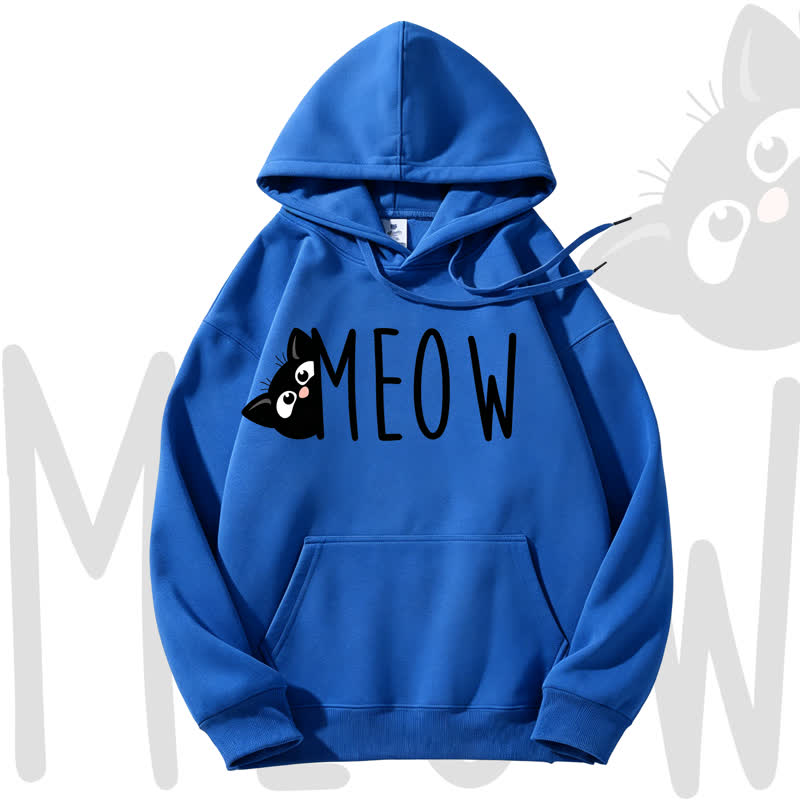 MODAKAWA MEOW Fleecegefütterter Hoodie mit Katzenprint - Blue - 3XL - image 9