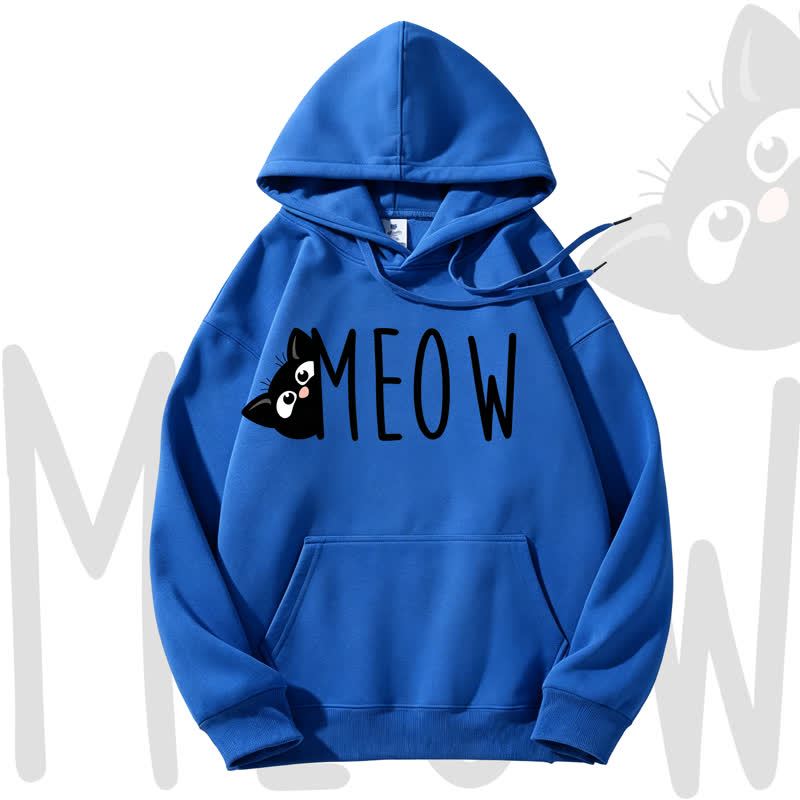 MODAKAWA MEOW Fleecegefütterter Hoodie mit Katzenprint - Blue - 3XL - image 9