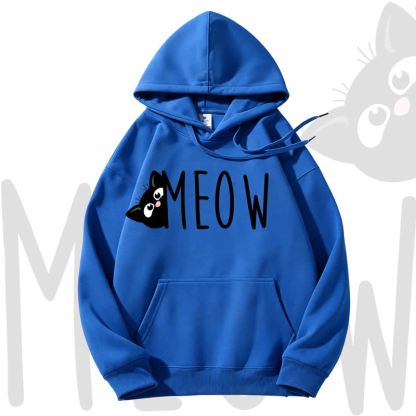 MODAKAWA MEOW Fleecegefütterter Hoodie mit Katzenprint - Blue - 3XL - image 9