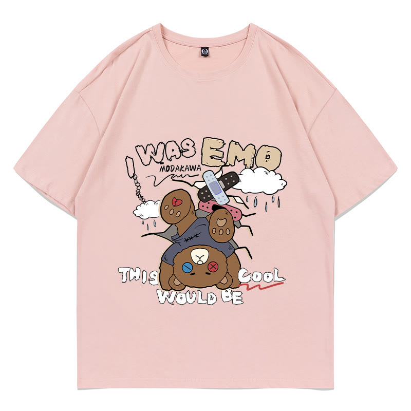 MODAKAWA I WAS EMO Upside Down Bear Grafik-T-Shirt - Pink - 5XL - image 2