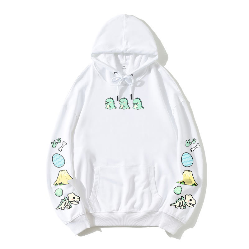 Lockerer Hoodie mit verspieltem Dinosaurier-Print - White - 5XL - image 3