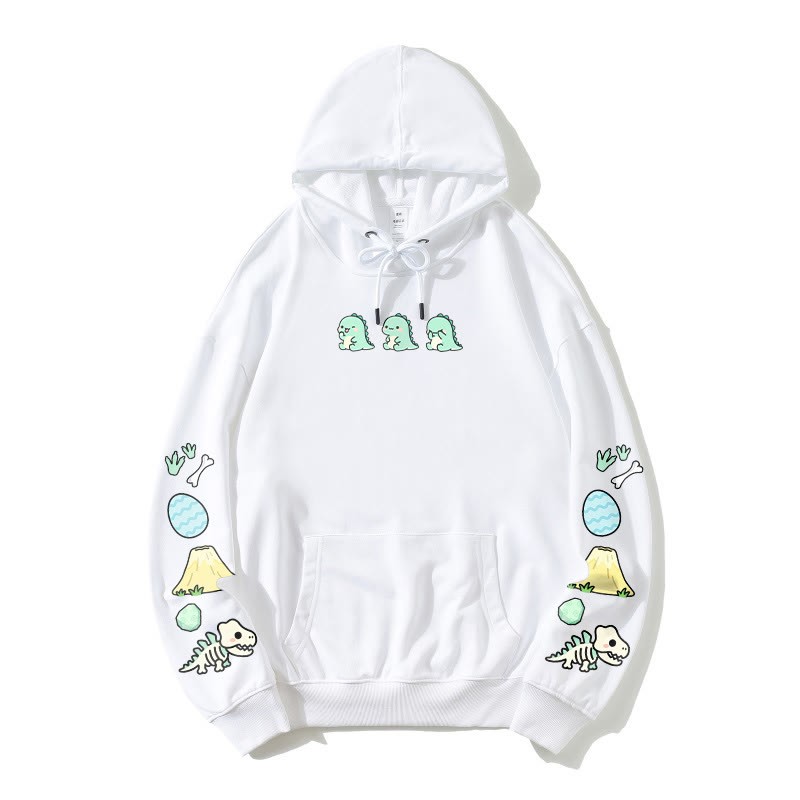 Lockerer Hoodie mit verspieltem Dinosaurier-Print - White - 5XL - image 3