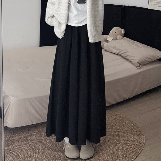 Dreiteiliges Set aus Strickweste, Bluse und Rock mit Rundhalsausschnitt und Katzenmotiv - Schwarzer Rock - One Size - image 13