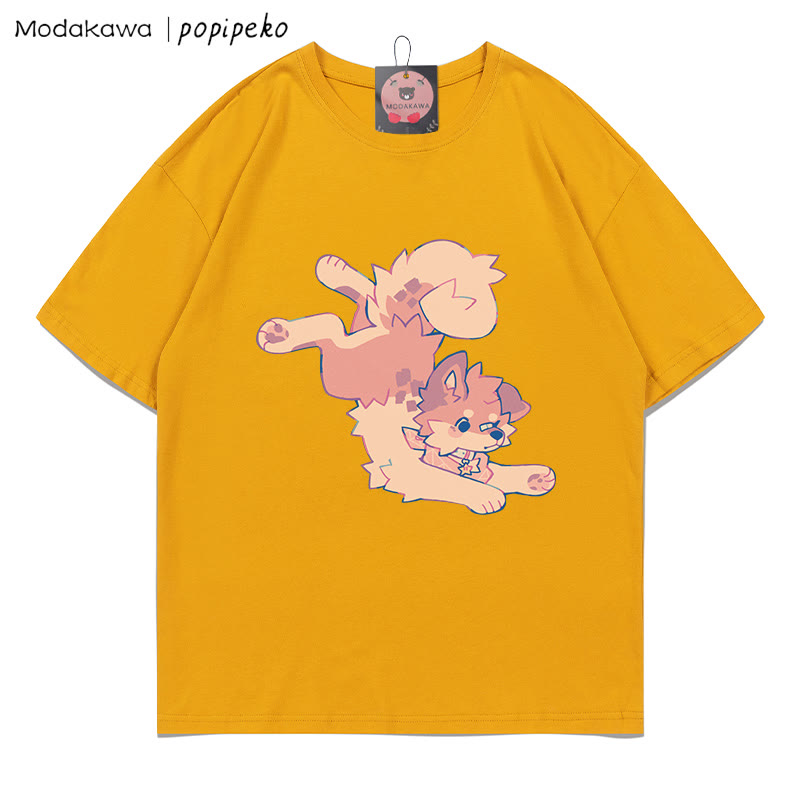 MODAKAWA X popipeko Welpenprint T-Shirt - Dark Yellow - 5XL - image 5
