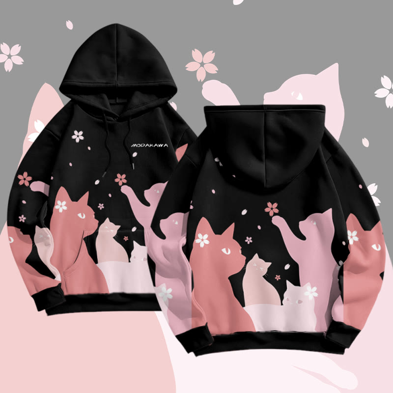 MODAKAWA Sakura Katzen-Pullover-Hoodie mit Allover-Print - Black - 8XL - image 4