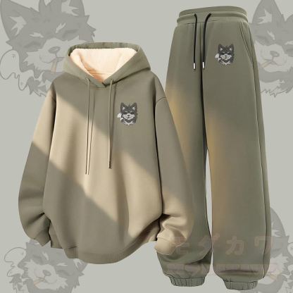 MODAKAWA Koda Smoking Graphic Zweiteiliges Set aus dick mit Fleece gefüttertem Hoodie und Hose - Grün - 5XL - image 3
