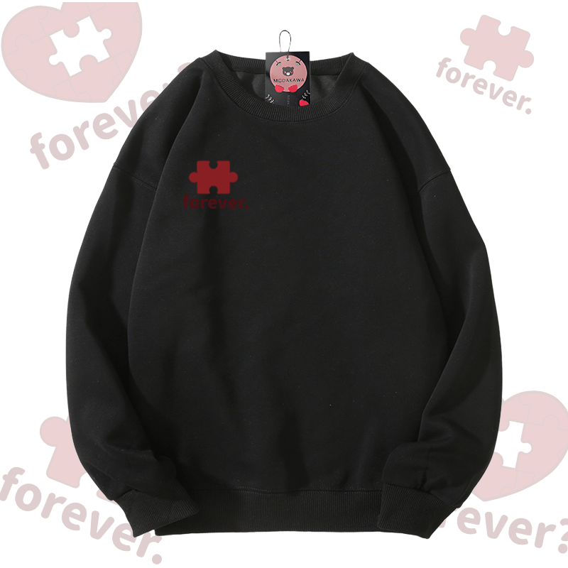 MODAKAWA FOREVER Puzzle Heart Graphic Unisex Sweatshirt - Black - 5XL - image 9
