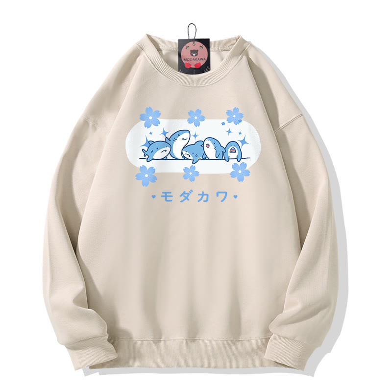 MODAKAWA Sweatshirt mit Hai-Print und Rundhalsausschnitt - Apricot - 5XL - image 3