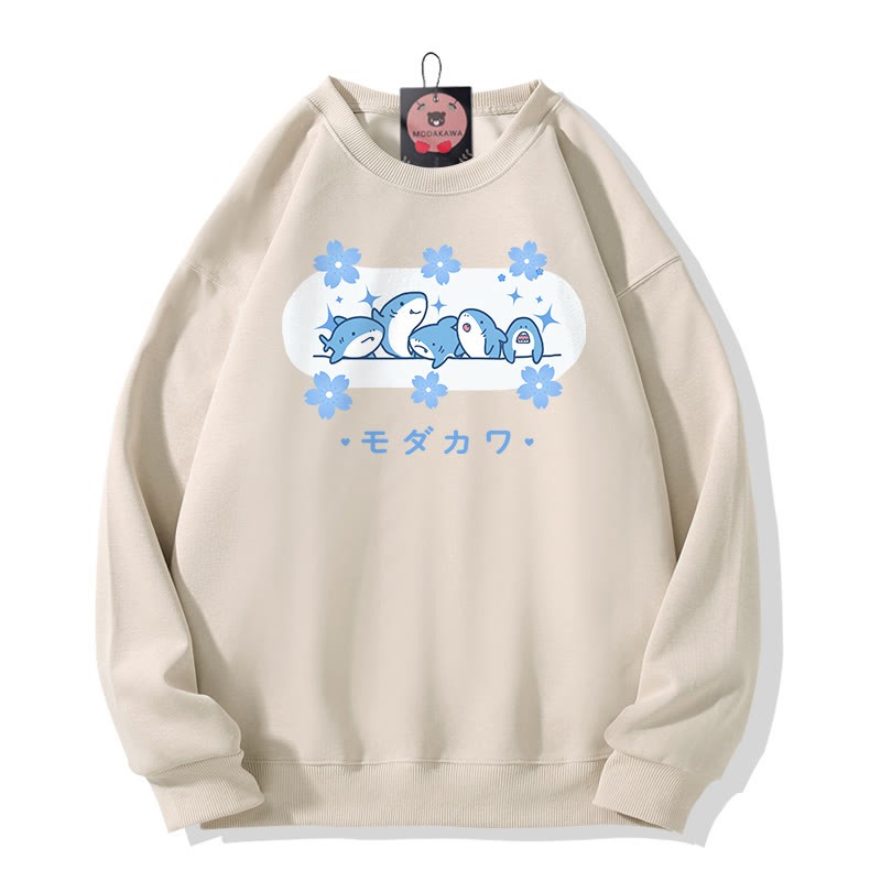 MODAKAWA Sweatshirt mit Hai-Print und Rundhalsausschnitt - Apricot - 5XL - image 3