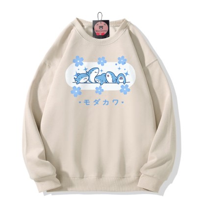 MODAKAWA Sweatshirt mit Hai-Print und Rundhalsausschnitt - Apricot - 5XL - image 3