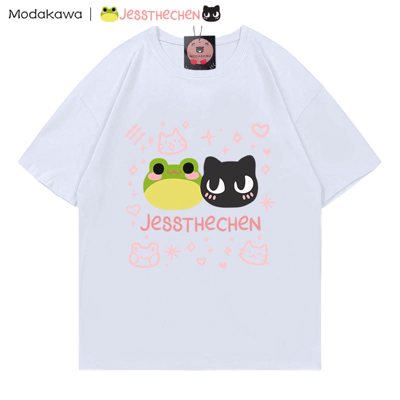 MODAKAWA X jessthechen Frosch-Kätzchen-Print T-Shirt - White - 5XL - image 5