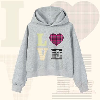 Modakawa Cropped Cotton Hoodie mit LOVE-Schriftzug - Grau - 3XL - image 3