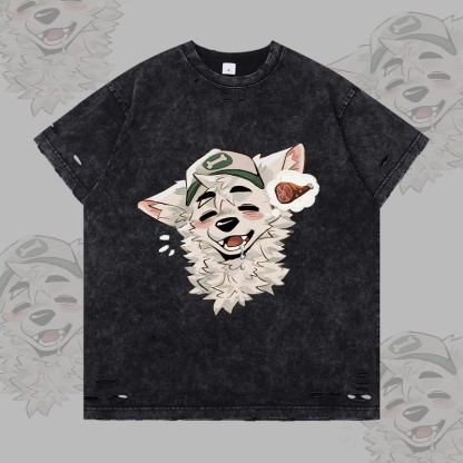 MODAKAWA X atka Fox Wants Meat Grafik Zerrissenes T-Shirt - Black - 2XL - image 3