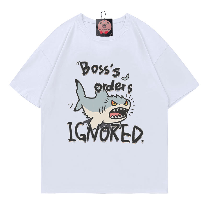 BOSS'S ORDERS IGNORED – Modakawa-T-Shirt mit Hai-Buchstabenprint - White - 5XL - image 4