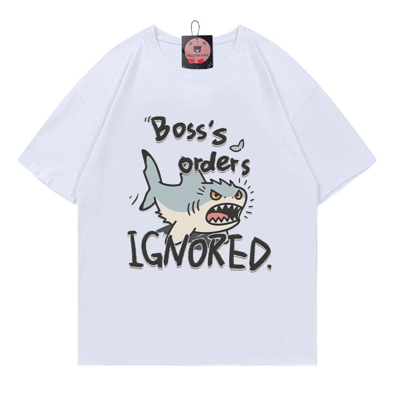 BOSS'S ORDERS IGNORED – Modakawa-T-Shirt mit Hai-Buchstabenprint - White - 5XL - image 4