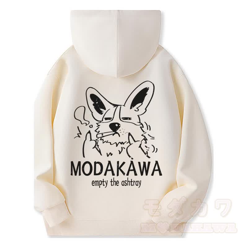 MODAKAWA TAR Kapuzenpullover mit Reißverschluss und Fleecefutter, Motiv „Grumpy Smoking Puppy“ - Beige - 5XL - image 4