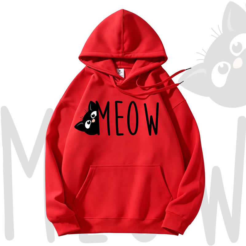 MODAKAWA MEOW Fleecegefütterter Hoodie mit Katzenprint - Red - 3XL - image 8
