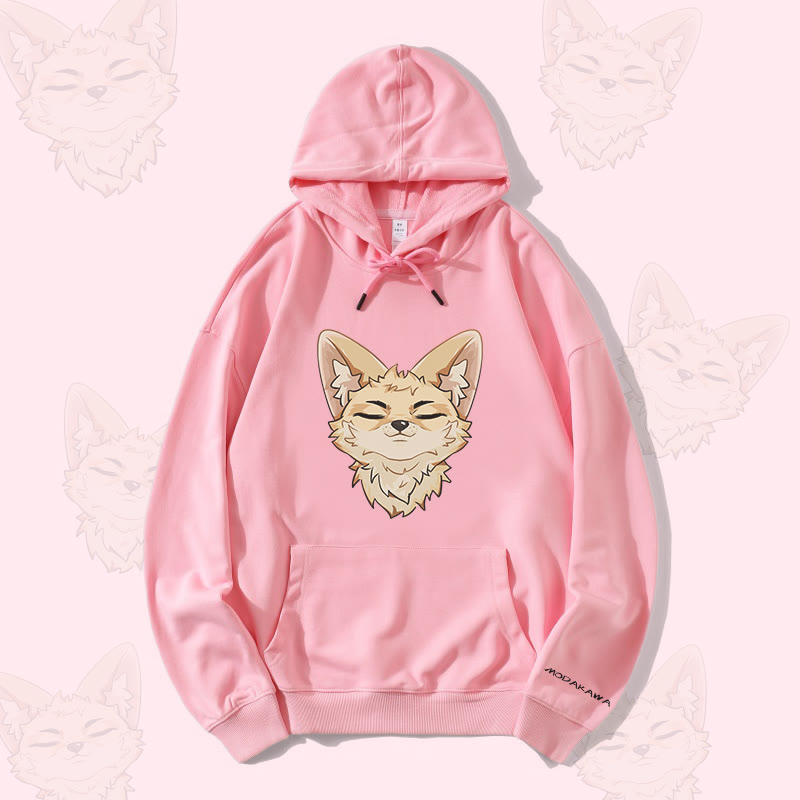 MODAKAWA Corsac Fox Graphic Streetwear Pullover Hoodie - Pink - 5XL - image 3