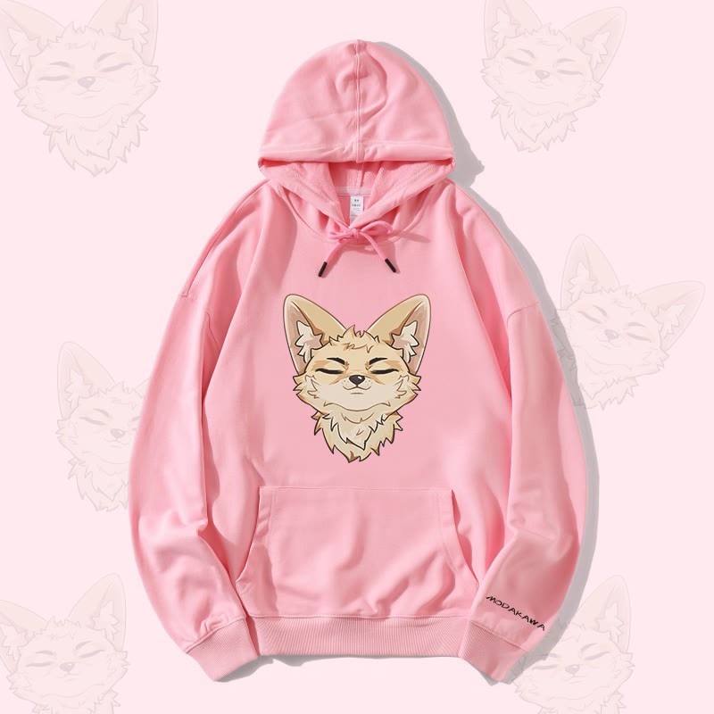 MODAKAWA Corsac Fox Graphic Streetwear Pullover Hoodie - Pink - 5XL - image 3