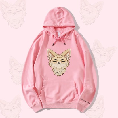 MODAKAWA Corsac Fox Graphic Streetwear Pullover Hoodie - Pink - 5XL - image 3