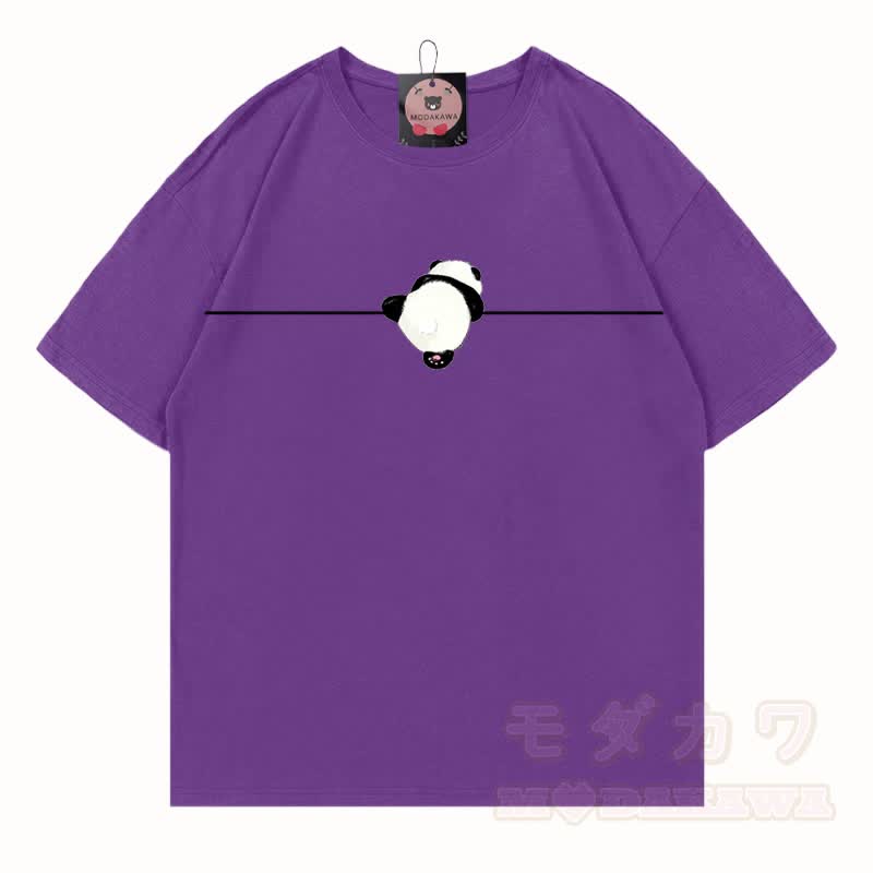 MODAKAWA Panda Grafik T-Shirt aus 100 % Baumwolle - Lila - 5XL - image 18