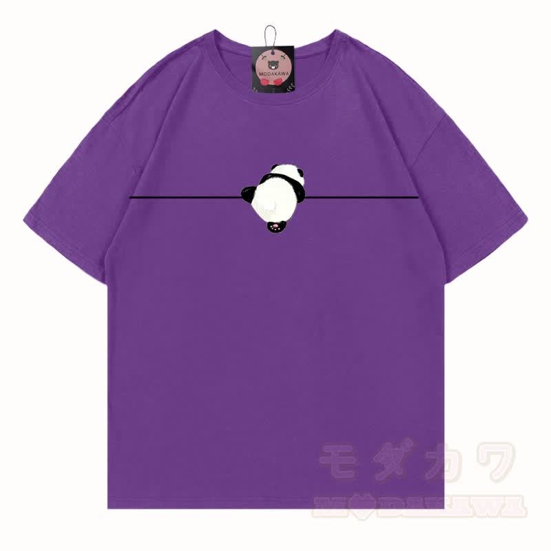 MODAKAWA Panda Grafik T-Shirt aus 100 % Baumwolle - Lila - 5XL - image 18