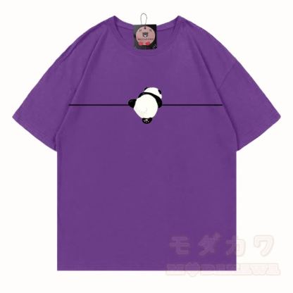 MODAKAWA Panda Grafik T-Shirt aus 100 % Baumwolle - Lila - 5XL - image 18