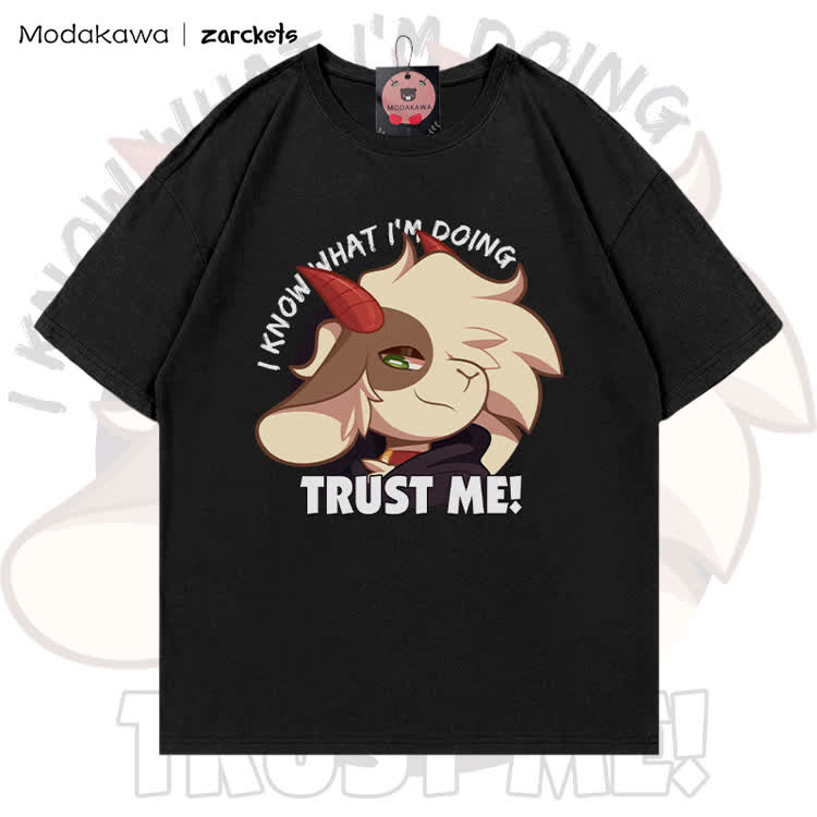 MODAKAWA X zarckets VERTRAU MIR! Ziegen-Grafik, 100 % Baumwolle, T-Shirt - Black - 5XL - image 2
