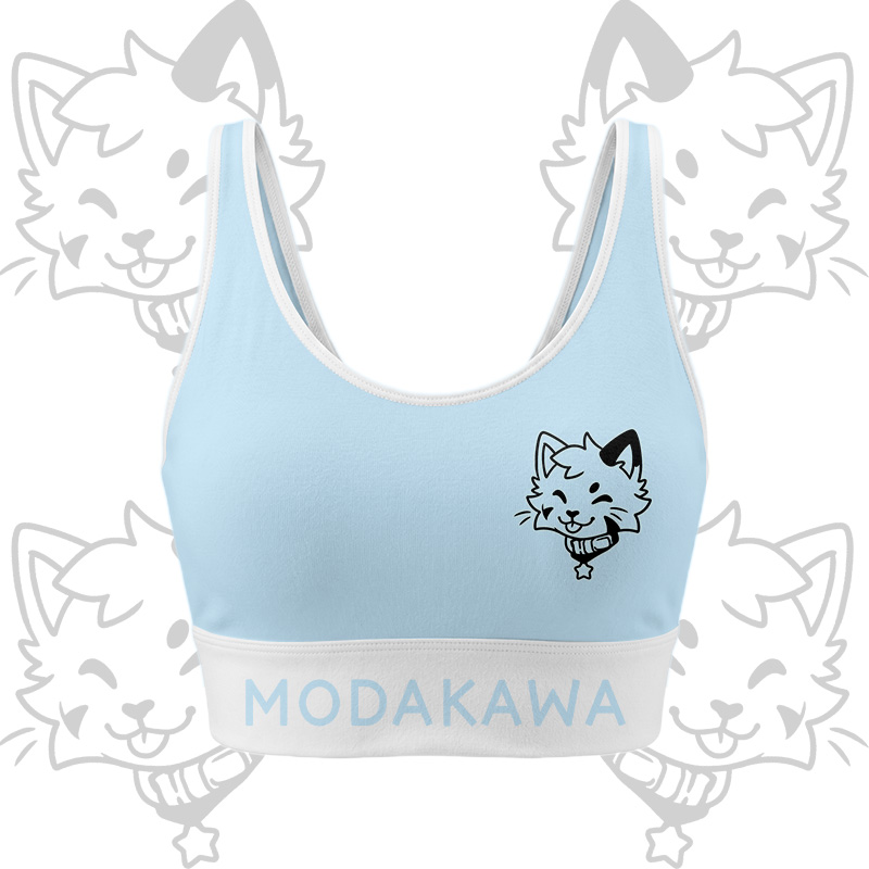 Kitty Graphic Crop Tank Sport Top Shorts Bikini Modakawa Matching Outfit - Blue Top - 5XL - image 6
