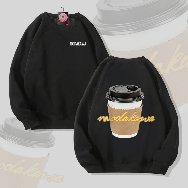 MODAKAWA Unisex-Sweatshirt mit Kaffeetassen-Motiv - Black - 5XL - image 4