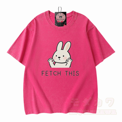 Hol dir dieses Modakawa Vintage T-Shirt mit Hasenmotiv aus 100 % Baumwolle (gewaschen). - Rosenrot - 5XL - image 5