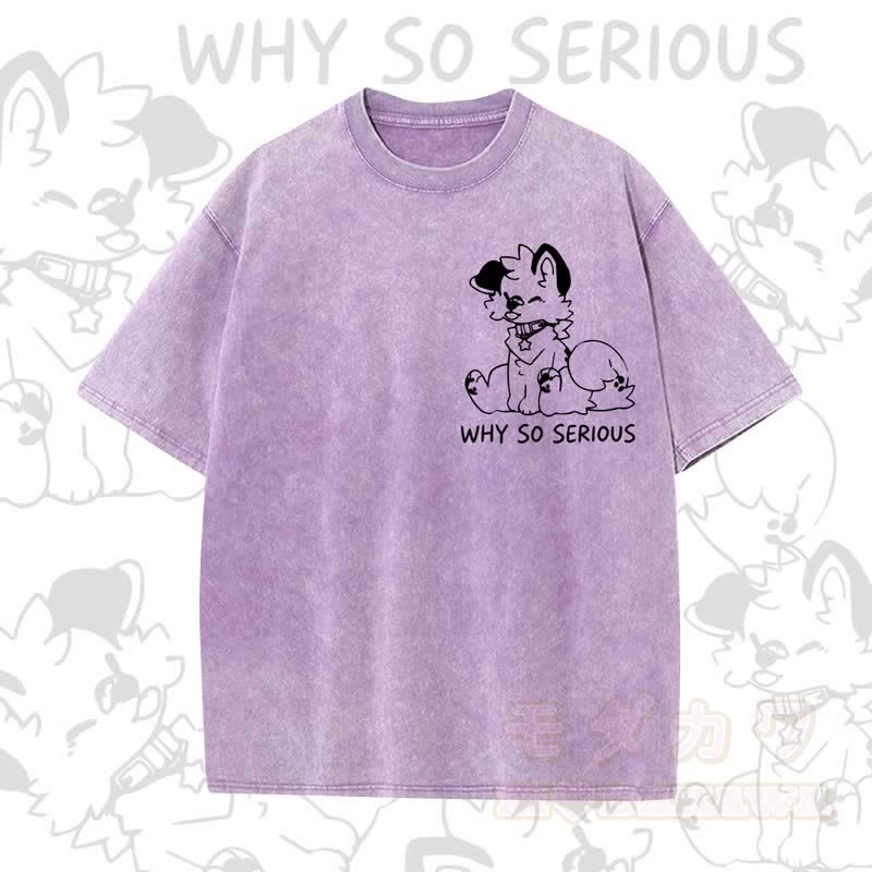 MODAKAWA WHY SO SERIOUS Kurzarm-T-Shirt mit niedlichem Hunde-Print - Lila - 5XL - image 8