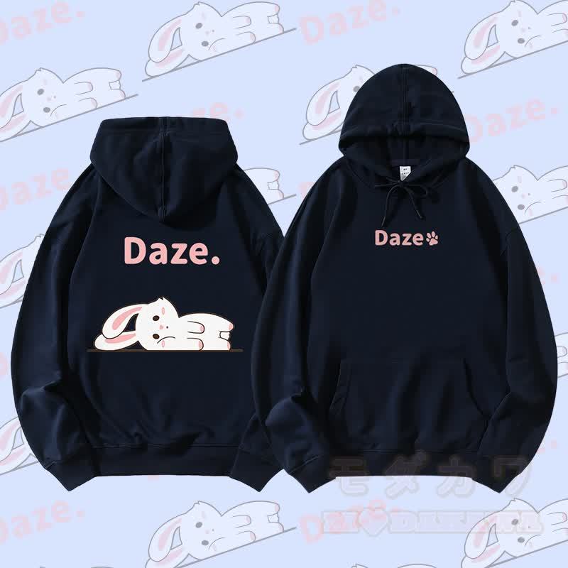 MODAKAWA Streetwear Pullover Hoodie mit Hasenmotiv und flach liegendem Aufdruck - Purpurblau - 5XL - image 5