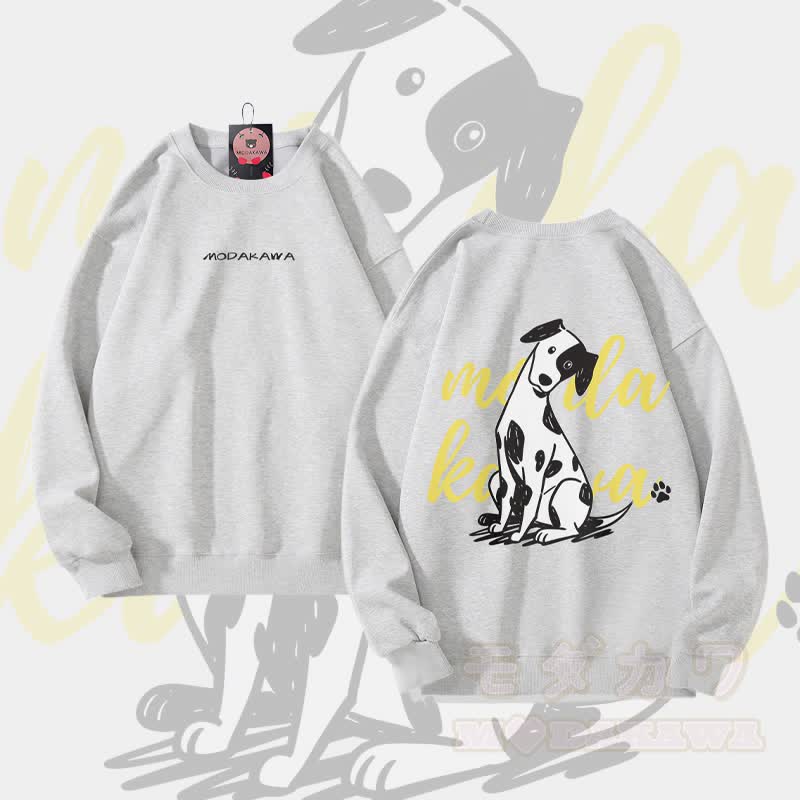 MODAKAWA Unisex-Sweatshirt mit verspieltem Hundemotiv - Hellgrau - 5XL - image 5