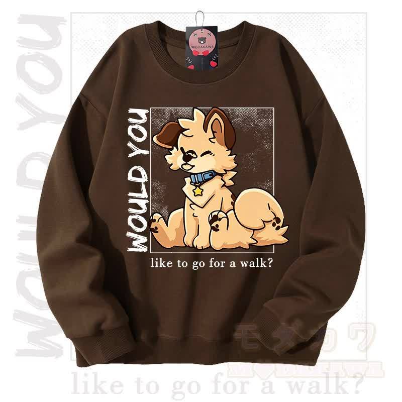 MODAKAWA X Popipeko WOULD YOU Hunde-Grafik Unisex-Sweatshirt - Braun - 3XL - image 6