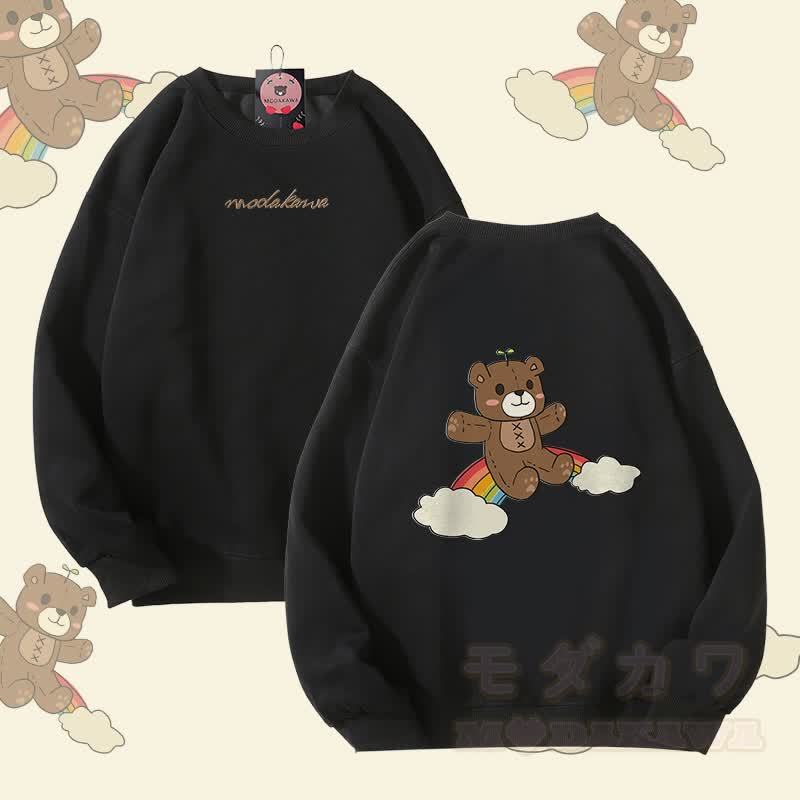Modakawa Unisex-Sweatshirt mit Regenbogenbär-Motiv - Schwarz - 5XL - image 4