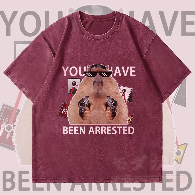 MODAKAWA SIE WURDEN VERHAFTET Murmeltier Grafik Unisex Vintage Washed T-Shirt - Weinrot - 4XL - image 3