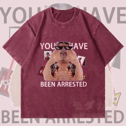 MODAKAWA SIE WURDEN VERHAFTET Murmeltier Grafik Unisex Vintage Washed T-Shirt - Weinrot - 4XL - image 3