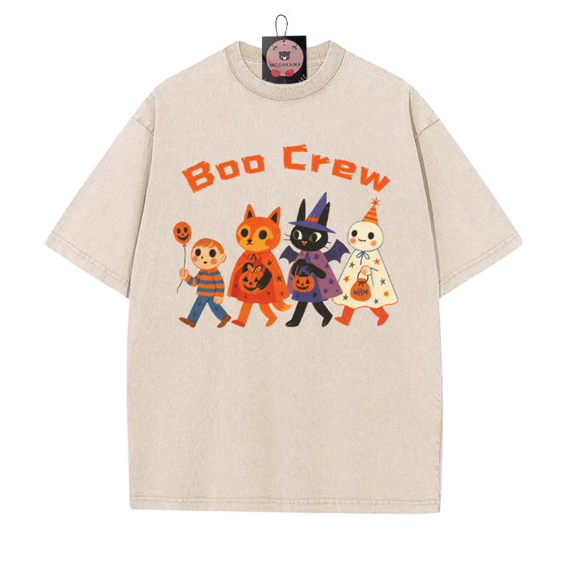 BOO CREW – T-Shirt mit verwaschenem Vintage-Print „Kitty Snowman Boy“ - Aprikose - 5XL - image 3