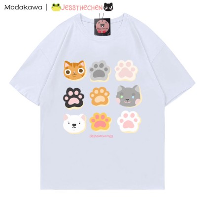 MODAKAWA X jessthechen Kitty Paw Print T-Shirt - White - 5XL - image 4