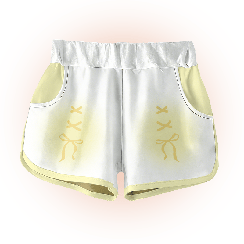 Modakawa Shorts mit Farbverlauf und Schleifengrafik - Yellow - 5XL - image 4