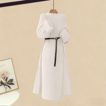 Gürtel, Strickpulloverkleid, weit geschnittene Hose, passender Rock - Sweater Dress - XL - image 2