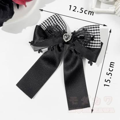 Süße Haaraccessoires mit gotischem Karomuster und Schleife - image 10