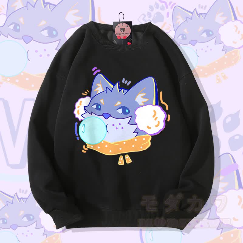 MODAKAWA Bubble Wolf Graphic Unisex Sweatshirt - Schwarz - 5XL - image 3