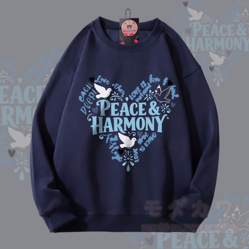 MODAKAWA PEACE HARMONY Peace Dove Grafik Partner-Sweatshirt Unisex - Purpurblau - 5XL - image 3