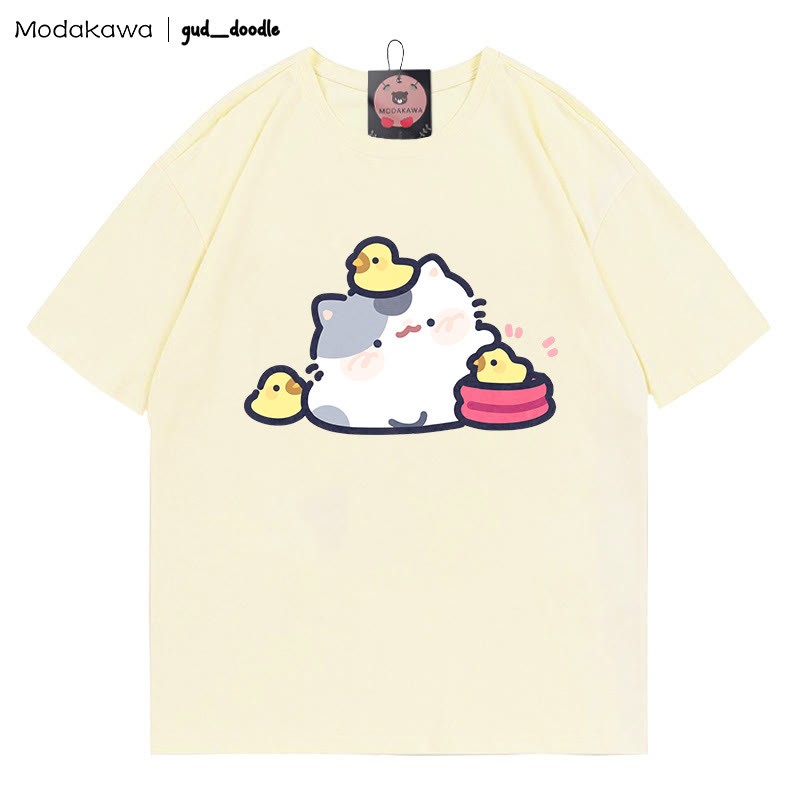 MODAKAWA X gud_doodle T-Shirt mit Kitty-Küken-Print - Apricot - 5XL - image 7