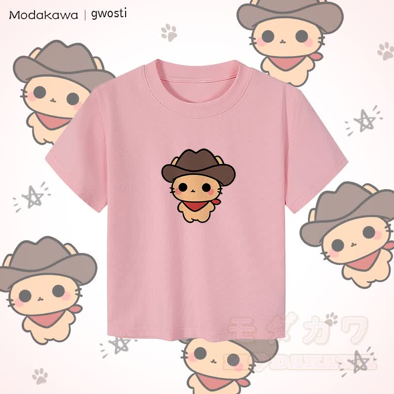 MODAKAWA X gwosti Brown Meowdy Graphic Damen Crop-Top aus 92 % gekämmter Baumwolle - Rosa - XL - image 4