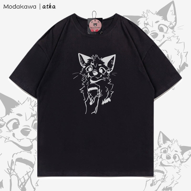 MODAKAWA X atka Fuchs isst Eiscreme Grafik-T-Shirt - Black - 5XL - image 7