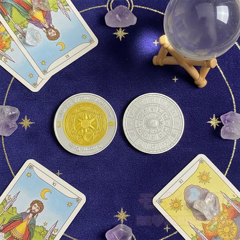 Tarot-Sternzeichen-Münze Gold Silber Wahrsagerei Astrologie Geschenk - image 6